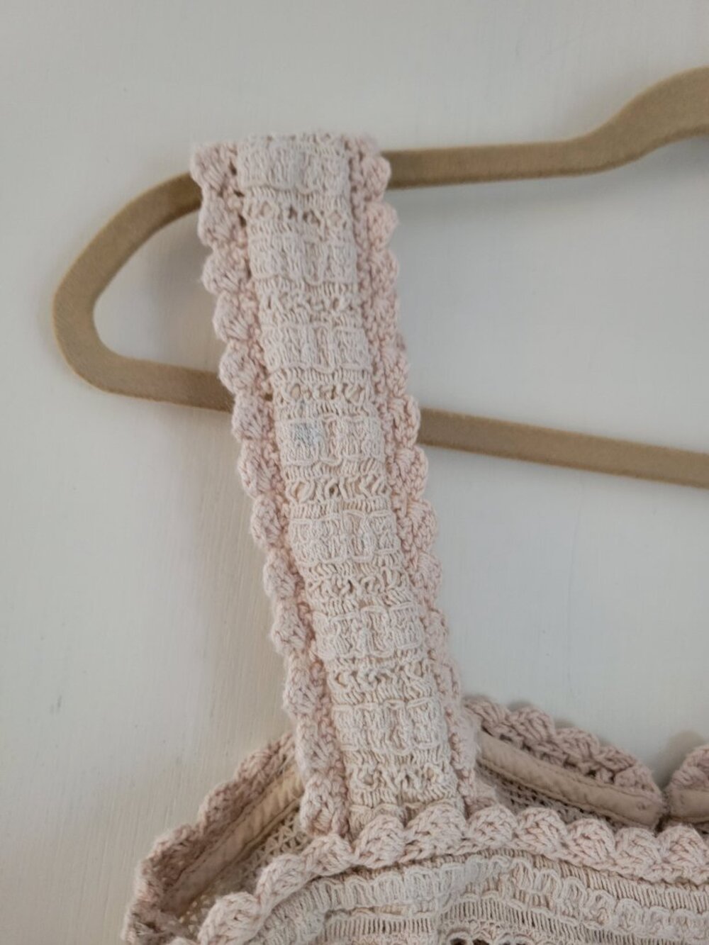 Aerie Crochet Striped Crop Tank Top Blush Cream Boho Festival sz S/P - Picture 10 of 11